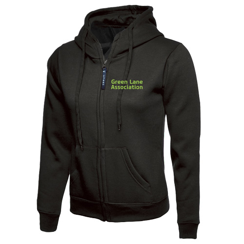 Ladies full zip fleece green / black